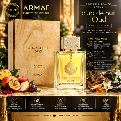 ARMAF Club de Nuit Oud Eau de Parfum 105ml – Fruity, Woody & Oud Fragrance – Unisex