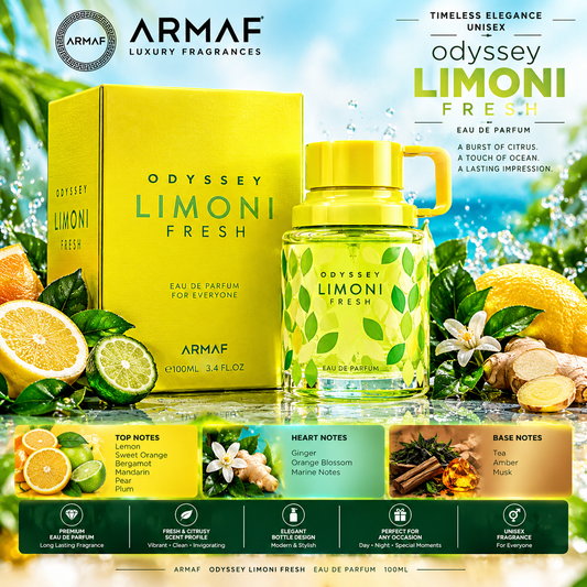 ARMAF Odyssey Limoni Fresh Eau de Parfum 100ml – Citrus, Aquatic & Fresh Fragrance – Unisex